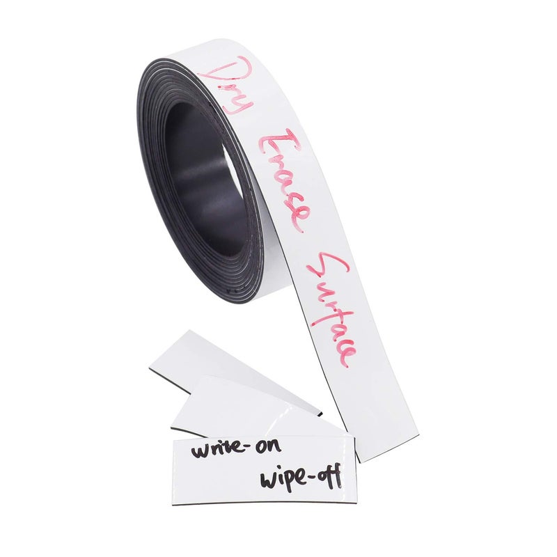 Dry Erase White Magnetic Tape 3/4-Inch by 10-Feet Flexible Magnet Strip Write on/Wipe Off Magnet by DGQ